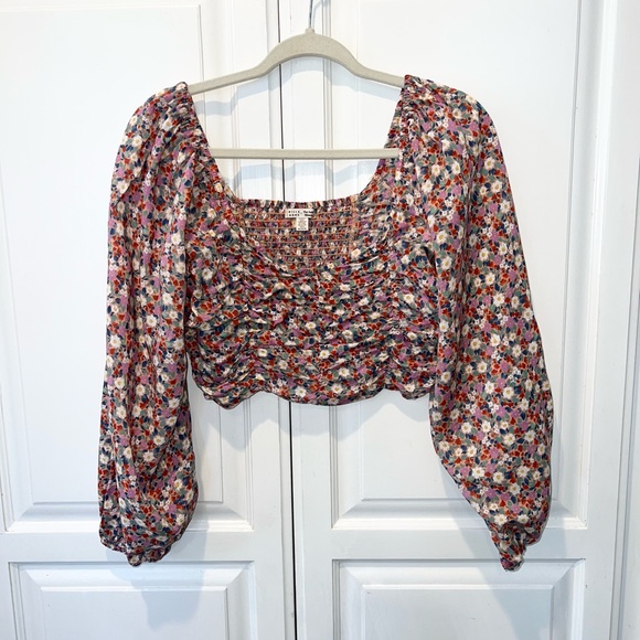 Salty Blonde x Billabong Free Love Floral Feminine Crop Top Medium - Picture 9 of 11